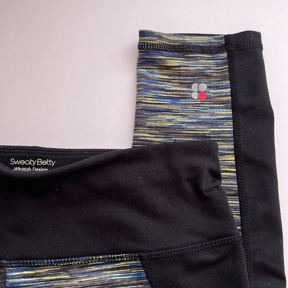 Sweaty Betty leggings size XS black/blue/yellow - Picture 2 of 6